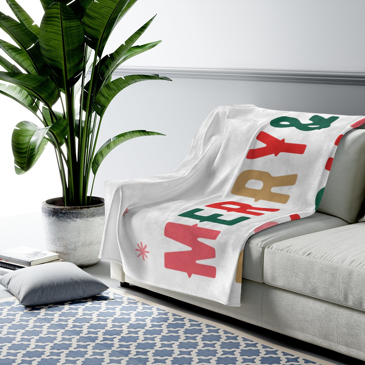 Christmas Plush Throw Blanket - Merry & Bright Holiday Velveteen | Soft & Cozy