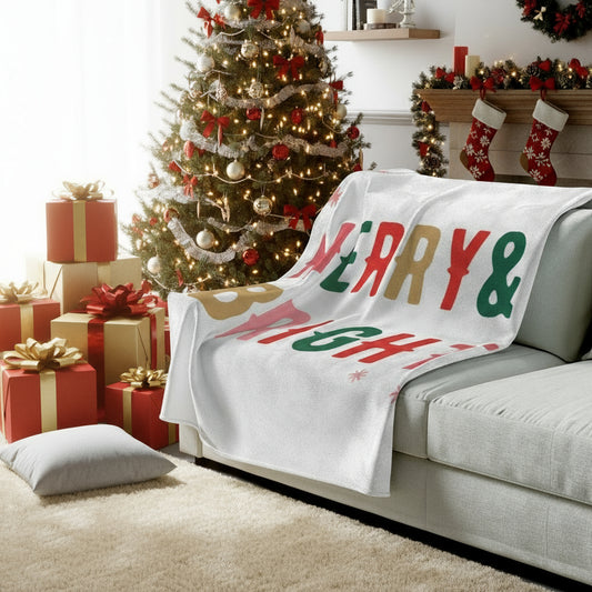 Christmas Plush Throw Blanket - Merry & Bright Holiday Velveteen | Soft & Cozy