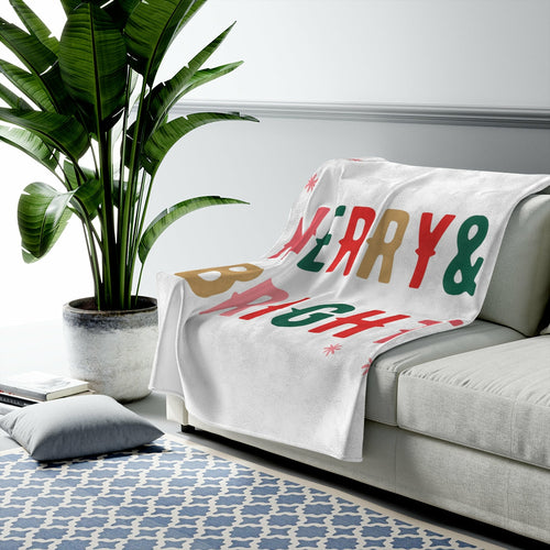 Christmas Plush Throw Blanket - Merry & Bright Holiday Velveteen | Soft & Cozy