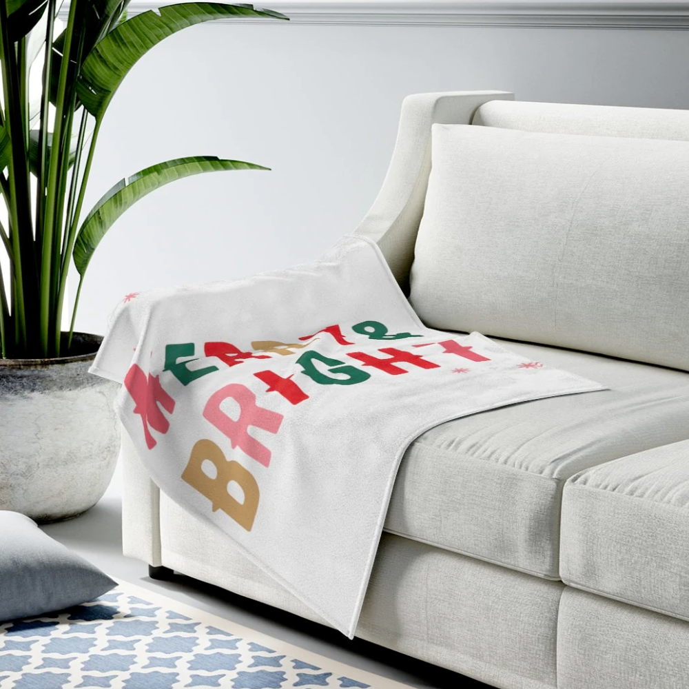 Christmas Plush Throw Blanket - Merry & Bright Holiday Velveteen | Soft & Cozy