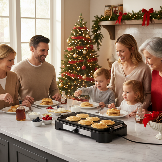 Deluxe Everyday Electric Griddle with Dishwasher Safe Removable Nonstick Cooking Plate for Pancakes, Burgers, Eggs and More, Includes Drip Tray + Recipe Book, 20” X 10.5”, 1500-Watt - Aqua