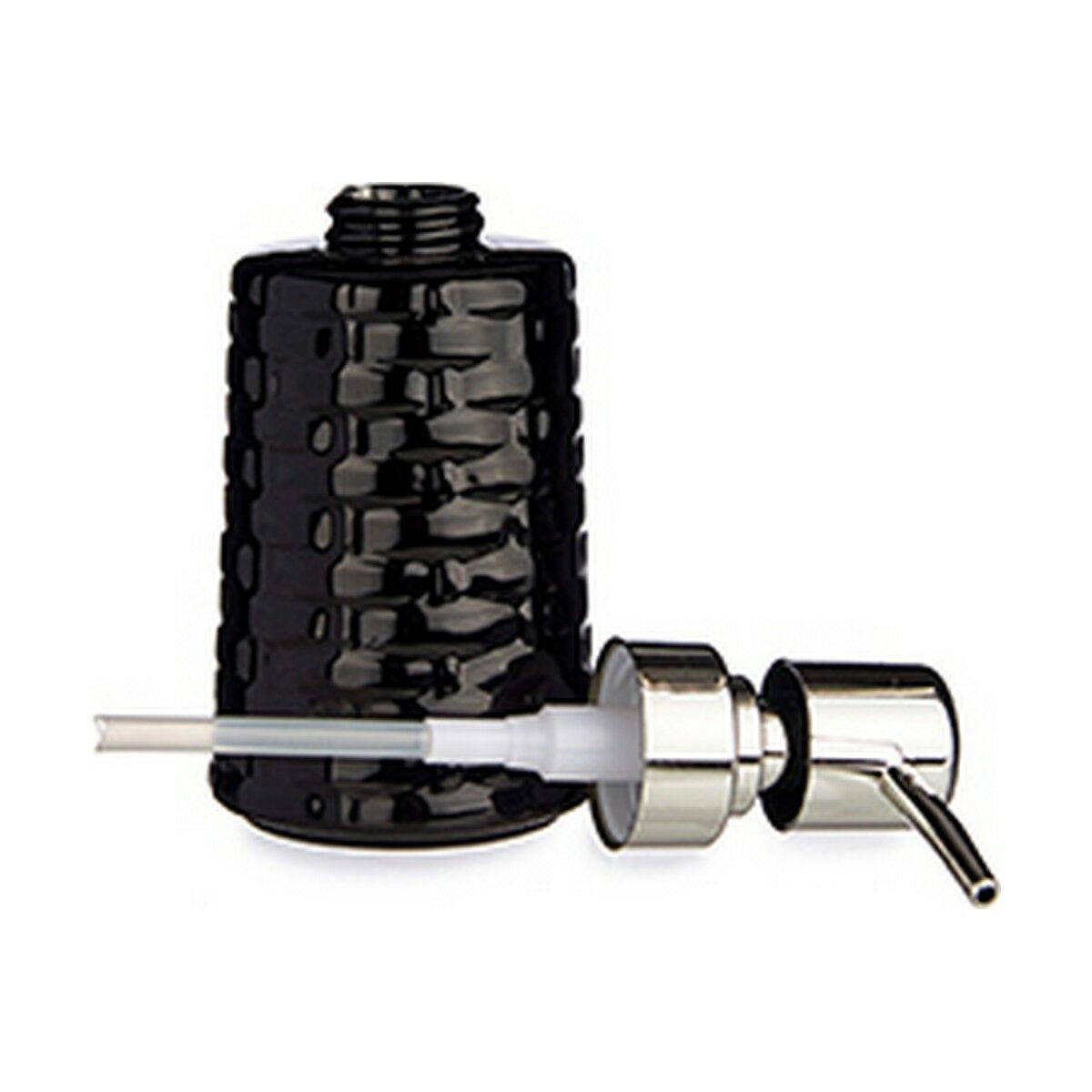 Black Ceramic Soap Dispenser (150ml), Silver pump