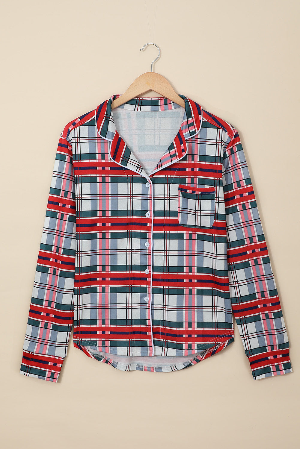 Plaid Button-Down Christmas Pajama Set (lower in back)